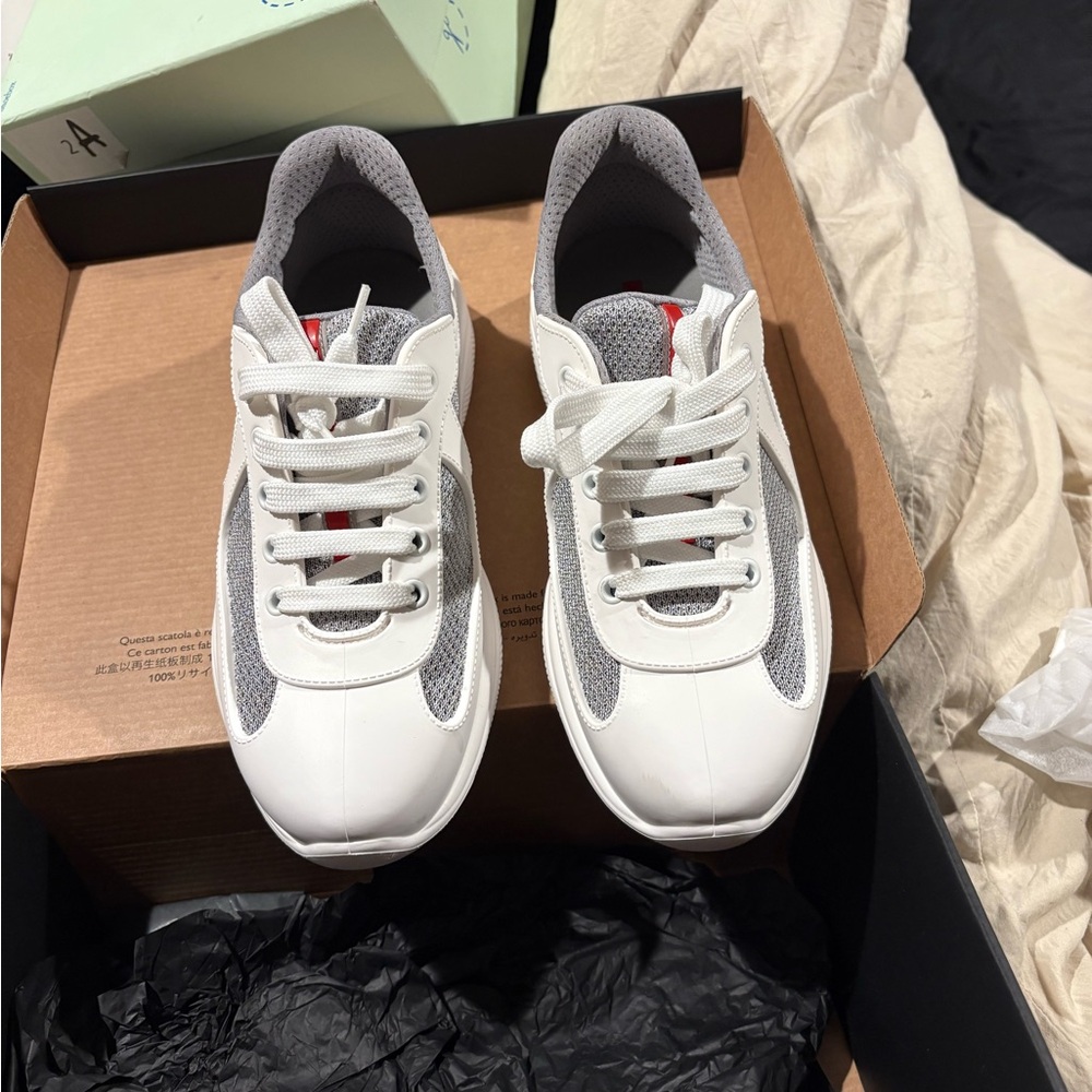 Prada White and Gray Women's Sneakers